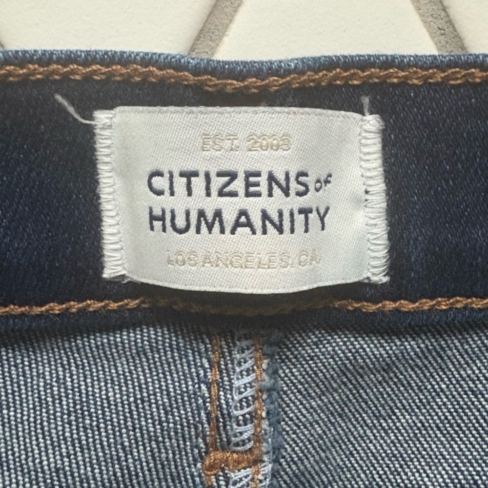 New Citizens of Humanity Lyra Dark Wide Leg Blue Indigo Raw Hem Cropped Jeans 29 - Picture 5 of 5